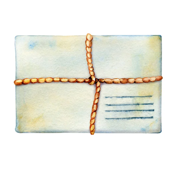 Ein Umschlag Aus Altem Papier Mit Einem Tuch Umwickelt Handgezeichnete — Stockfoto