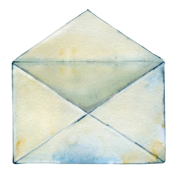 Ouvre Enveloppe Postale Vieux Papier Aquarelle Dessinée Main Illustration Gros — Photo