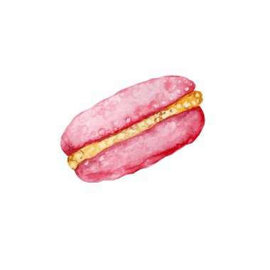 İştah açıcı marşmelov, çay ve kahve için tatlı. El yapımı suluboya çizimi beyaz arkaplanda izole edilmiş, yakın plan. Kipart, tasarım menüsü, fırın, mutfak, hamur işleri, tatlılar, çay içme