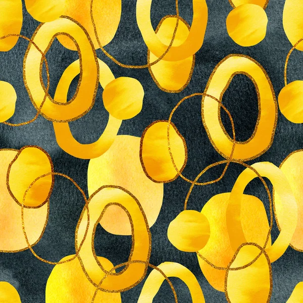 Patrón Geométrico Sin Costuras Con Manchas Círculos Abstractos Color Amarillo — Foto de Stock