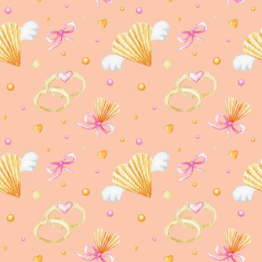 Kusursuz kalp sevgililer günü, tebrik kartı konseptine bayılırım. Albüm koleksiyonu için suluboya doku. Düğün, afiş, poster tasarımı. Şeftali arka planına el çizilmiş sarı kalpler