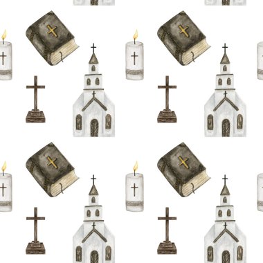 Paskalya Hristiyan kilisesi, İncil, Haç, kusursuz mumlar. Katolik Kilisesi kumaş tasarım geçmişi. Bahar tatili Din sembolü Baptizm için albüm kağıdı, ilk komünyon.