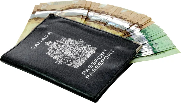 Dinero pasaporte canadiense — Foto de Stock