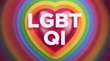 LGBTQI hareketi hakkında gerçekçi vektör yatay bayrağı.