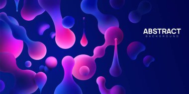 Koyu arkaplanda şekil değiştiren toplarla soyut vektör illüstrasyonu.