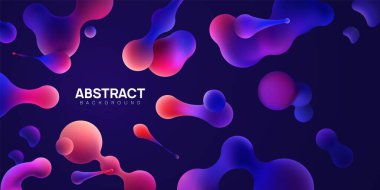 Koyu arkaplanda şekil değiştiren toplarla soyut vektör illüstrasyonu.