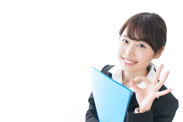 Business Woman Giving Sign — Stock Photo, Image