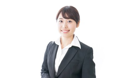 Beyaz arka planda çalışan işkadını