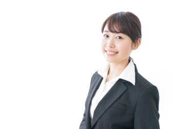 Beyaz arka planda çalışan işkadını