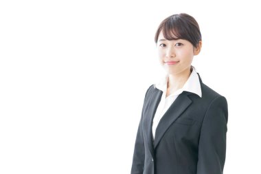 Beyaz arka planda çalışan işkadını