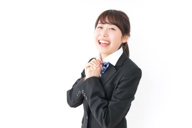 Beyaz arka planda çalışan işkadını