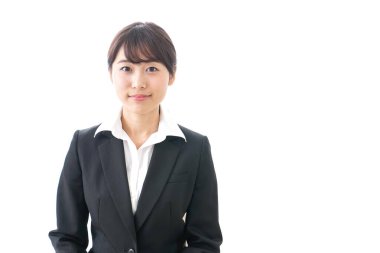 Beyaz arka planda çalışan işkadını