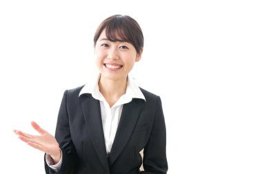 Beyaz arka planda çalışan işkadını