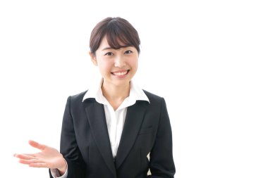 Beyaz arka planda çalışan işkadını