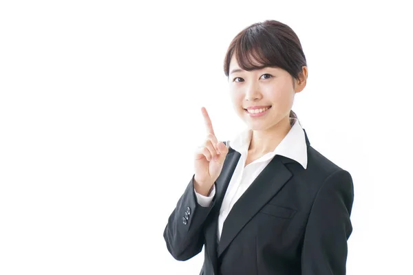 Young Businesswoman Pointing Something — Stock Photo, Image