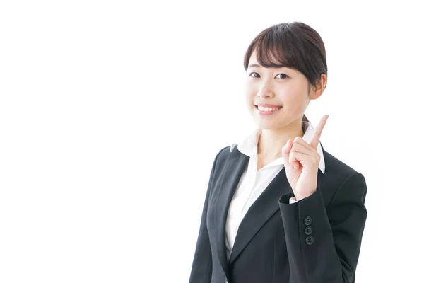 Young Businesswoman Pointing Something — Stock Photo, Image