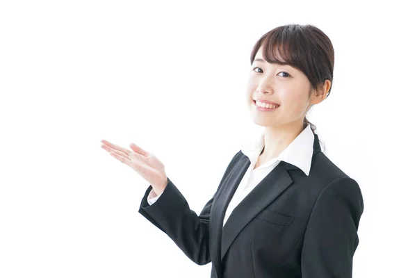 Young Businesswoman Pointing Something — Stock Photo, Image