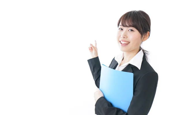 Young Businesswoman Pointing Something — Stock Photo, Image