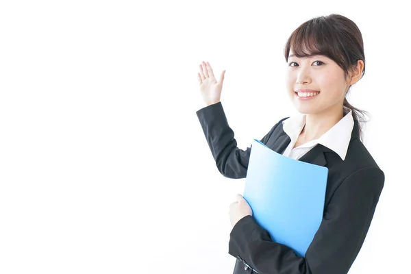 Young Businesswoman Pointing Something — Stock Photo, Image