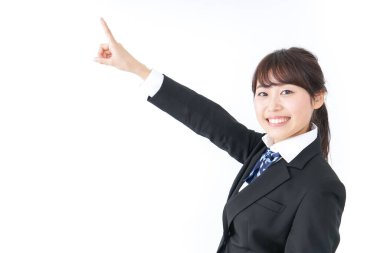 Geleceği gösteren liseli kız.