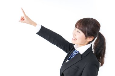 Geleceği gösteren liseli kız.