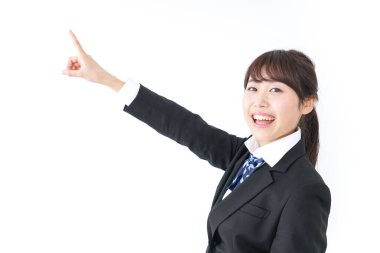 Geleceği gösteren liseli kız.