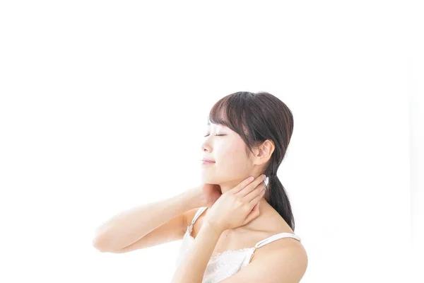 Young Woman Applying Cream Beauty Concept — Stock Photo, Image