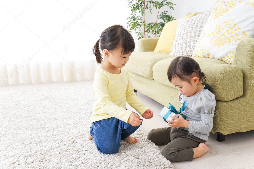 Children exchanging their presents