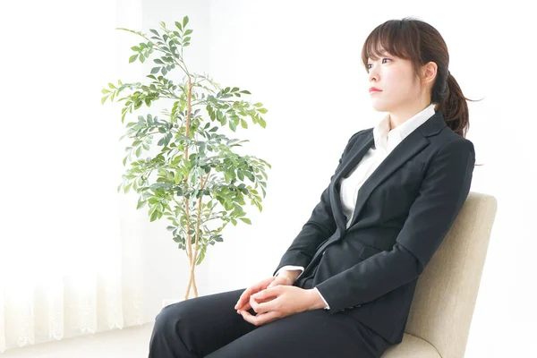 Young Businesswoman Suit Sitting Office — Stock Photo, Image