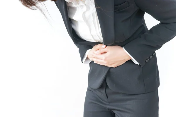 Geschäftsfrau Leidet Unter Bauchschmerzen — Stockfoto