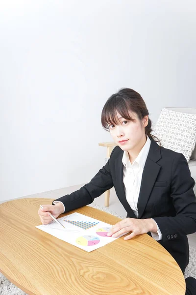 Young Businesswoman Working Home — Stock Photo, Image