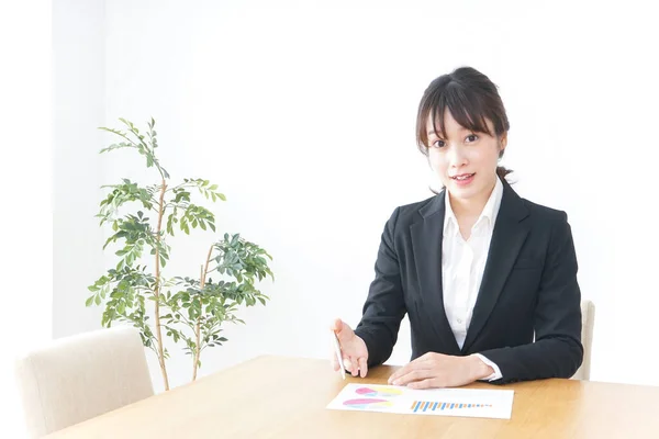 Portret Van Aziatische Zakenvrouw Geïsoleerd Witte Achtergrond — Stockfoto