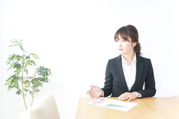 Portrait Femme Affaires Asiatique Isolé Sur Fond Blanc — Photo