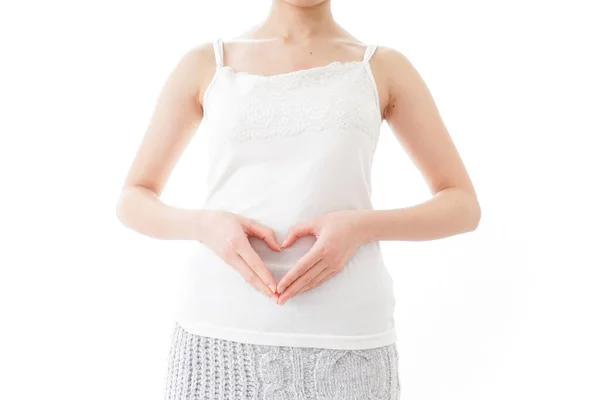 Mujer Embarazada Corazón Estómago —  Fotos de Stock