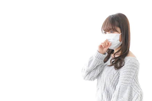 Mulher Máscara Pegando Resfriado — Fotografia de Stock