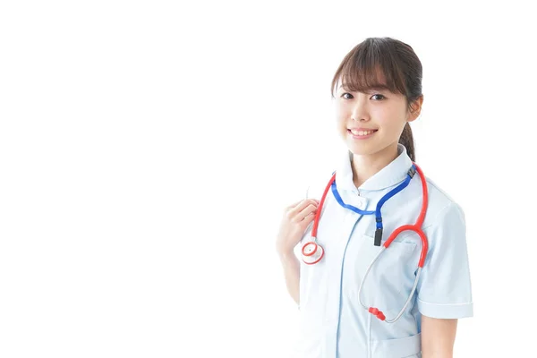 Retrato Joven Enfermera Sonriente Uniforme — Foto de Stock