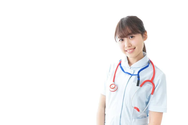 Retrato Sorrir Jovem Enfermeira Uniforme — Fotografia de Stock