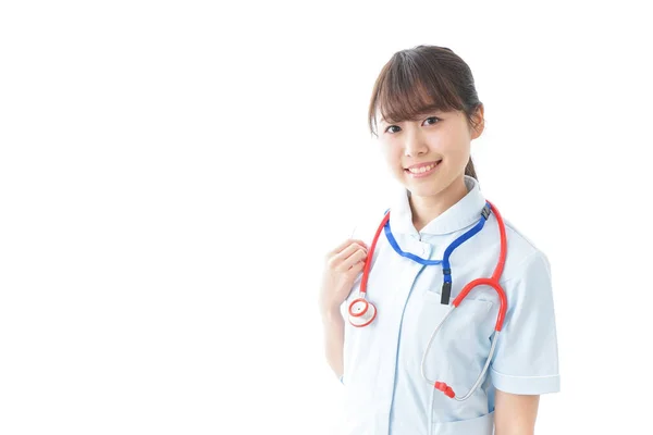 Retrato Sorrir Jovem Enfermeira Uniforme — Fotografia de Stock