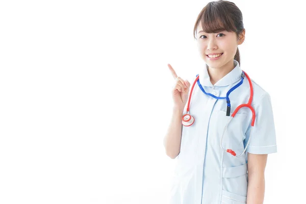 Retrato Sorrir Jovem Enfermeira Uniforme — Fotografia de Stock