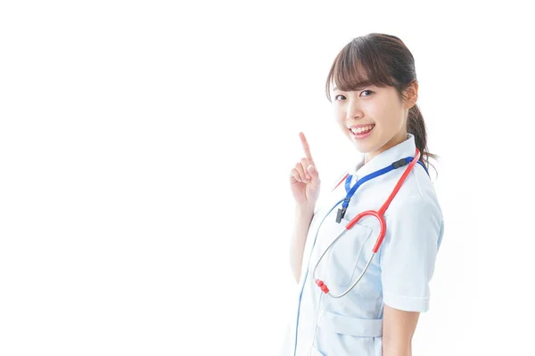 Porträt Einer Lächelnden Jungen Krankenschwester Uniform — Stockfoto