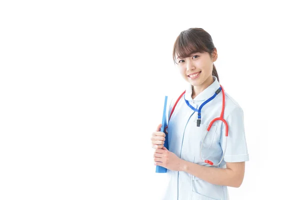 Retrato Joven Enfermera Sonriente Uniforme —  Fotos de Stock