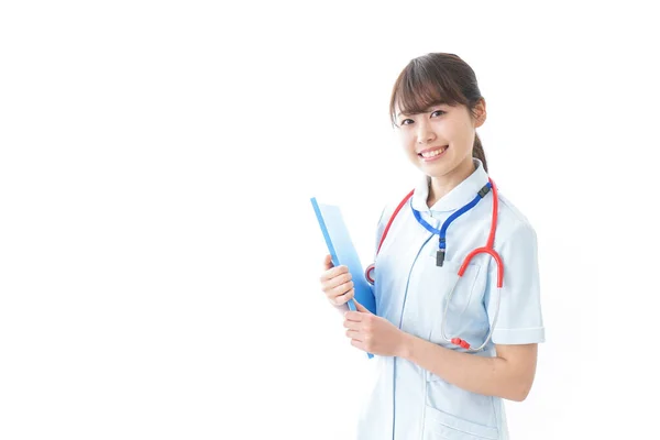 Porträtt Leende Ung Sjuksköterska Uniform — Stockfoto