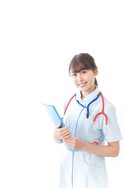 Porträt Einer Lächelnden Jungen Krankenschwester Uniform — Stockfoto