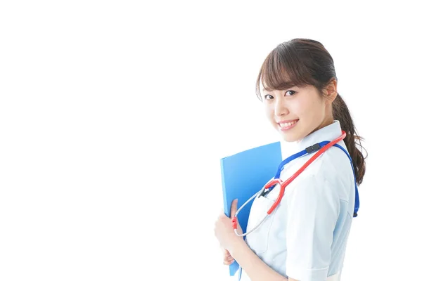 Porträtt Leende Ung Sjuksköterska Uniform — Stockfoto