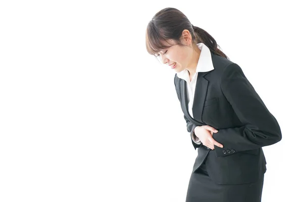 Geschäftsfrau Leidet Unter Bauchschmerzen — Stockfoto