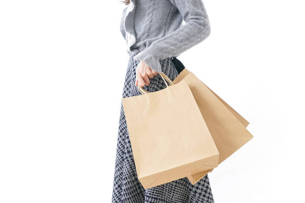 woman with bags, shopping concept background 