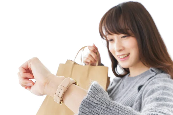 Jovem Mulher Imagem Compras — Fotografia de Stock