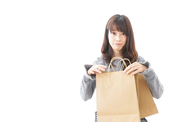 Mujer Con Bolsas Fondo Concepto Compras —  Fotos de Stock