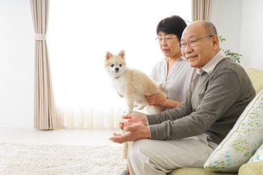 Köpeği olan yaşlı bir çift