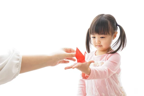 Child Having Paper Crane — Stock Photo, Image